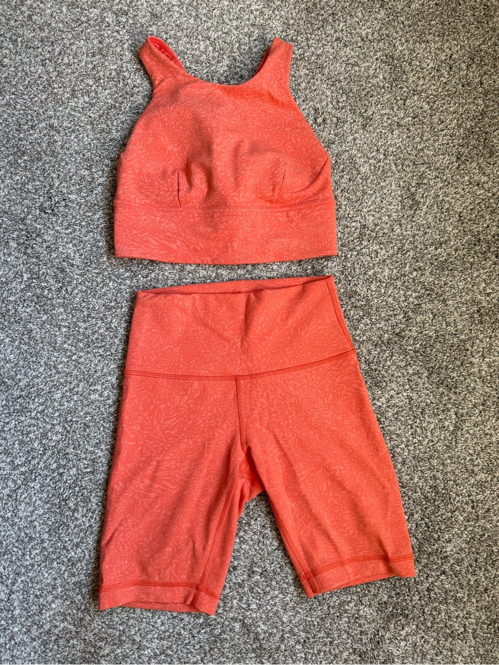Lululemon Wunder Train High Rise Short and Sports Bra Set In Crunch Warm Coral - Picture 4 of 7